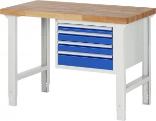 Werkbank höhenverstellbar 7132A1 | B1250xT700xH790-1140mm | 4xSchublade-VA