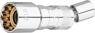 VIGOR Zündkerzen-Einsatz ∙ V7002-20.8 ∙ 3/8 Zoll (10 mm) Vierkant hohl ∙ Außen Doppelsechskant Profil ∙ SW 20,8 mm
