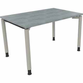 Schreibtisch Vierfuß Rundrohr B1200xT800xH680-820 si/Beton hell