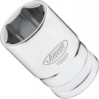 VIGOR Steckschlüsseleinsatz ∙ V2565N ∙ 1/2 Zoll (12,5 mm) Vierkant hohl ∙ Außen Sechskant Profil ∙ SW 19 mm
