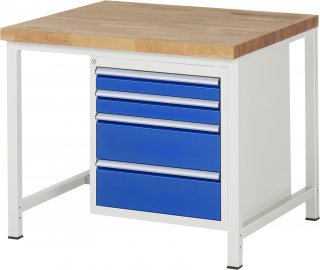 Werkbank höhenverstellbar 8161A1 | B1000xT900xH840-1040mm | 4xSchublade-VA