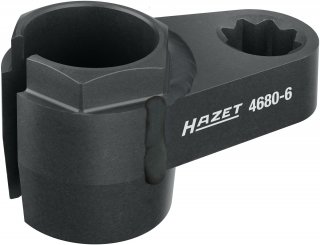 HAZET Abgassonden Einsatz 4680-6 ∙ 1/2 Zoll (12,5 mm) Doppel-Vierkant hohl ∙ Außen Sechskant Profil ∙ SW 24 mm