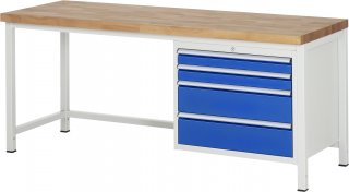 Werkbank höhenverstellbar 8261A1 | B2000xT700xH840-1040mm | 4xSchublade-VA