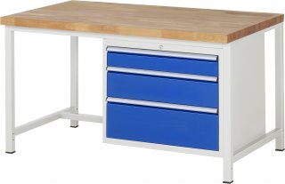 Werkbank höhenverstellbar 8259A1 | B1500xT900xH840-1040mm | 3xSchublade-VA