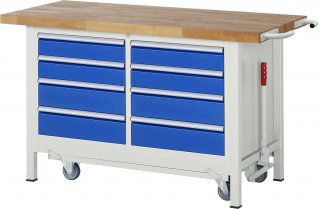 Werkbank mit Fahrgestell 8477 | B1500xT700xH880mm | 8xSchublade-TA