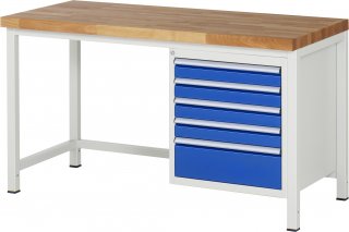 Werkbank höhenverstellbar 8168A1 | B1500xT700xH840-1040mm | 5xSchublade-VA