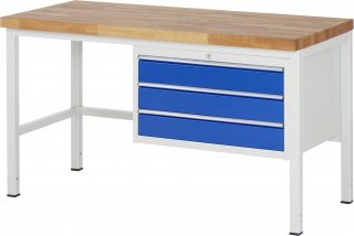 Werkbank höhenverstellbar 8227A1 | B1500xT700xH840-1040mm | 3xSchublade-VA
