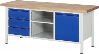 Werkbank 8563I2 | B2000xT700xH840-1040mm | 3xSchublade-TA | 1xTür