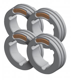 4 Drahtführungsrollen TWIN - Typ F - Ø 1,2/1,6 mm (orange/gelb) - Alu