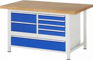 Werkbank höhenverstellbar 8931A2 | B1500xT900xH840-1040mm | 7xSchublade-VA