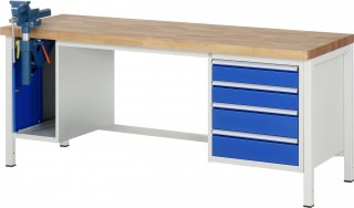 Werkbank höhenverstellbar 8185A1 | B2000xT700xH840-1040mm | 4xSchublade-VA | SSKL