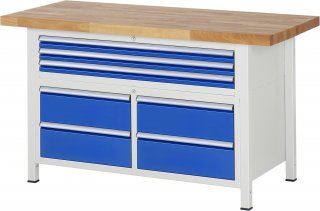 Werkbank höhenverstellbar 8924A2 | B1500xT700xH840-1040mm | 8xSchublade-VA