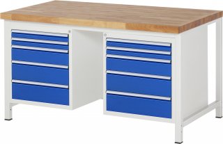 Werkbank höhenverstellbar 8184A1 | B1500xT900xH840-1040mm | 10xSchublade-VA
