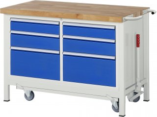 Werkbank mit Fahrgestell 8475 | B1250xT700xH880mm | 6xSchublade-TA