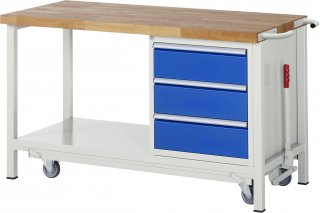 Werkbank mit Fahrgestell 8157 | B1500xT700xH880mm | 3xSchublade-VA