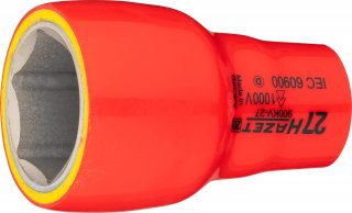 HAZET Steckschlüsseleinsatz ∙ schutzisoliert 900KV-27 ∙ 1/2 Zoll (12,5 mm) Vierkant hohl ∙ Außen Sechskant-Tractionsprofil ∙ SW 