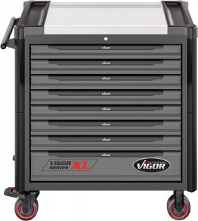 VIGOR Werkstattwagen Series XL ∙ Edelstahl-Arbeitsplatte ∙ mit Sortiment ∙ V4481-X/375 ∙ 375-teilig ∙ Anzahl Werkzeuge: 375