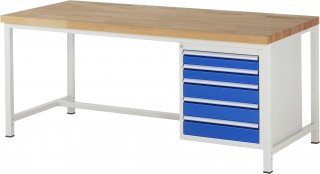 Werkbank höhenverstellbar 8171A1 | B2000xT900xH840-1040mm | 5xSchublade-VA