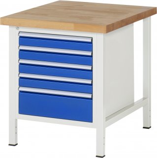 Werkbank höhenverstellbar 8168A2 | B750xT900xH840-1040mm | 5xSchublade-VA