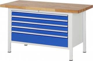 Werkbank höhenverstellbar 8368A2 | B1500xT700xH840-1040mm | 5xSchublade-VA