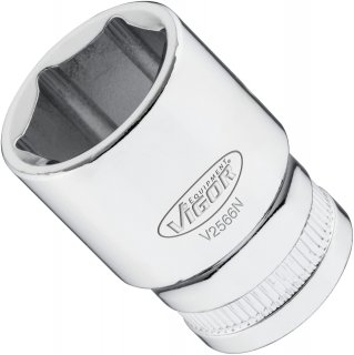 VIGOR Steckschlüsseleinsatz ∙ V2566N ∙ 1/2 Zoll (12,5 mm) Vierkant hohl ∙ Außen Sechskant Profil ∙ SW 20 mm