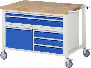 Fahrbare Werkbank 8922 | B1250xT900xH920-1120mm | 5xSchublade-TA | 1xTür