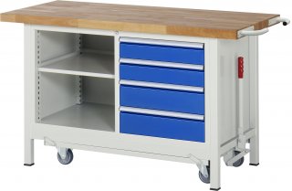 Werkbank mit Fahrgestell 8463 | B1500xT700xH880mm | 4xSchublade-TA