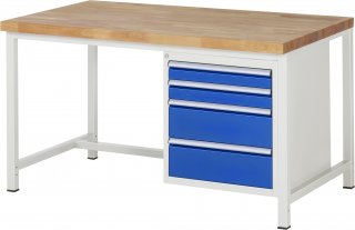 Werkbank höhenverstellbar 8161A1 | B1500xT900xH840-1040mm | 4xSchublade-VA