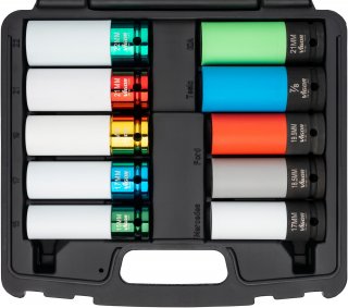 VIGOR Schlagschrauber Steckschlüsseleinsatz Satz ∙ V6312/10 ∙ 1/2 Zoll (12,5 mm) Vierkant hohl ∙ Außen Sechskant Profil | Radschr