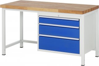 Werkbank höhenverstellbar 8259A1 | B1500xT700xH840-1040mm | 3xSchublade-VA