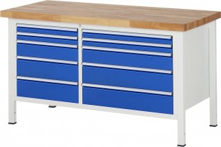 Werkbank höhenverstellbar 8656A2 | B1500xT700xH840-1040mm | 10xSchublade-TA