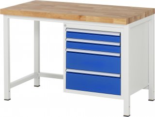 Werkbank höhenverstellbar 8161A1 | B1250xT700xH840-1040mm | 4xSchublade-VA