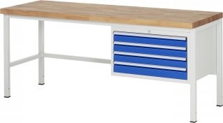 Werkbank höhenverstellbar 8233A1 | B2000xT700xH840-1040mm | 4xSchublade-VA