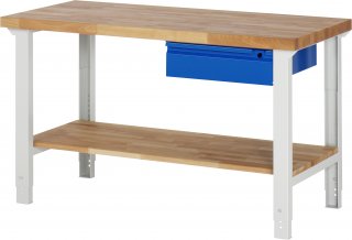 Werkbank 7001I7 | B1500xT700xH790-1140mm | Ablageboden Buche | 1xSchublade-TA