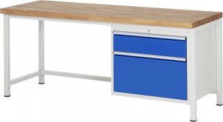 Werkbank höhenverstellbar 8256A1 | B2000xT700xH840-1040mm | 2xSchublade-VA