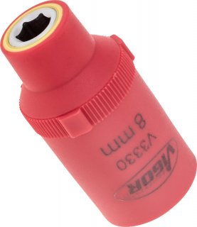 VIGOR VDE Sechskant Steckschlüsseleinsatz ∙ V3330 ∙ 1/2 Zoll (12,5 mm) Vierkant hohl ∙ Außen Sechskant Profil ∙ SW 8 mm