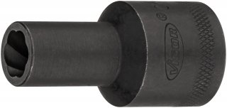 VIGOR Spiralnutenausdreher-Einsatz ∙ V2404N-10 ∙ 1/2 Zoll (12,5 mm) Vierkant hohl ∙ Außen Schraubenausdreher Profil ∙ SW 10 mm