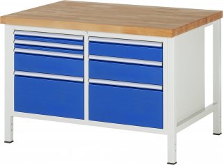 Werkbank höhenverstellbar 8476A2 | B1250xT900xH840-1040mm | 7xSchublade-TA