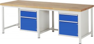 Werkbank höhenverstellbar 8152A1 | B2500xT900xH840-1040mm | 2xSchublade-TA | 2xTür