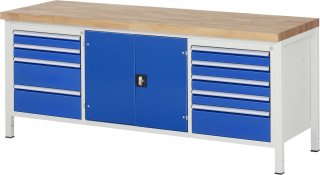 Werkbank 8908A2 | B2000xT700xH840mm | 9xSchublade-TA | 1xTür