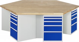 Gruppenwerkbank 499 | B2700xT2340xH890mm | 6x5Schubladen-TA