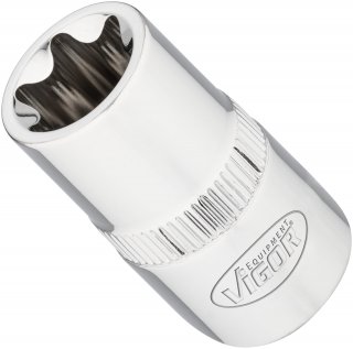 VIGOR Steckschlüsseleinsatz ∙ V2196N ∙ 1/2 Zoll (12,5 mm) Vierkant hohl ∙ Außen TORX® Profil ∙ SW E18