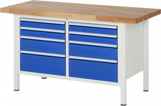 Werkbank höhenverstellbar 8478A2 | B1500xT700xH840-1040mm | 8xSchublade-VA