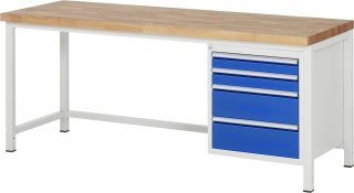 Werkbank höhenverstellbar 8161A1 | B2000xT700xH840-1040mm | 4xSchublade-VA