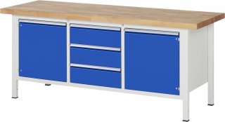 Werkbank höhenverstellbar 8569A2 | B2000xT700xH840-1040mm | 3xSchublade-VA | 2xTür