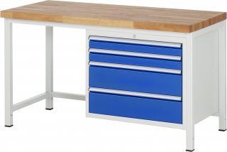 Werkbank höhenverstellbar 8261A1 | B1500xT700xH840-1040mm | 4xSchublade-VA