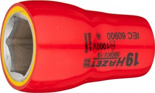 HAZET Steckschlüsseleinsatz ∙ schutzisoliert 880KV-19 ∙ 3/8 Zoll (10 mm) Vierkant hohl ∙ Außen Sechskant-Tractionsprofil ∙ SW 19