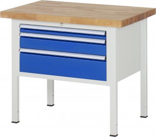 Werkbank höhenverstellbar 8226A2 | B1000xT700xH840-1040mm | 3xSchublade-VA