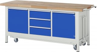 Werkbank mit Fahrgestell 8569 | B2000xT700xH880mm | 3xSchublade-TA | 1xTür