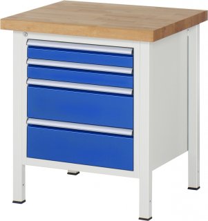 Werkbank höhenverstellbar 8161A2 | B750xT700xH840-1040mm | 4xSchublade-VA
